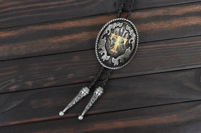 Wentur Bolo Tie for Men - Western Bolo Ties Alphabet Initial Letter ABCDJMR to Z - Western Cowboy Bolo Tie for Women Cowgirl - Image 2
